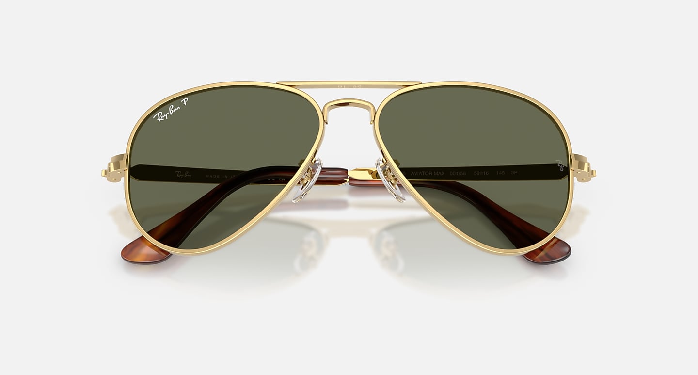 Ray-Ban Sunglasses Unisex Aviator Max - Arista Gold Frame Green Lenses 58-16 Polarized