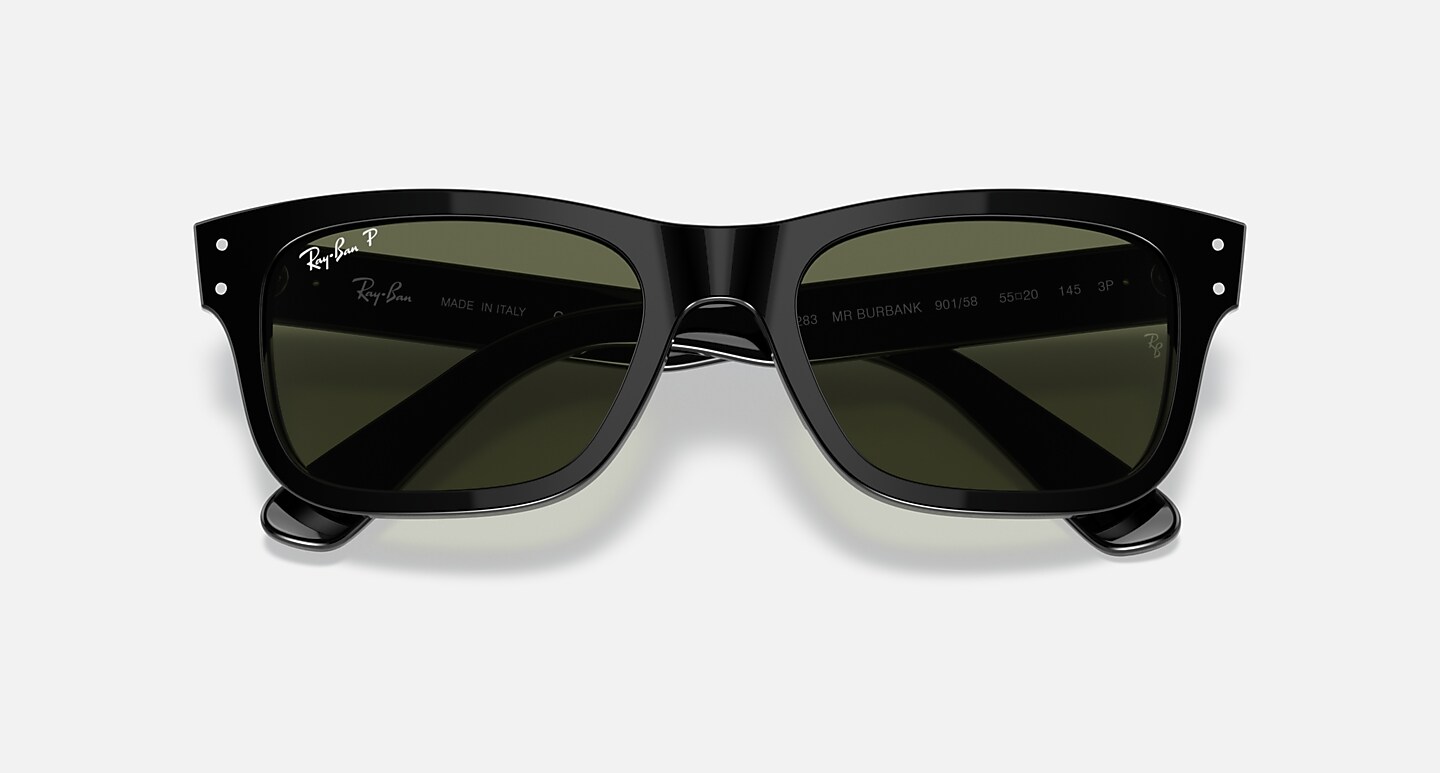Ray-Ban Sunglasses Man Burbank - Black Frame Green Lenses 55-20 Polarized