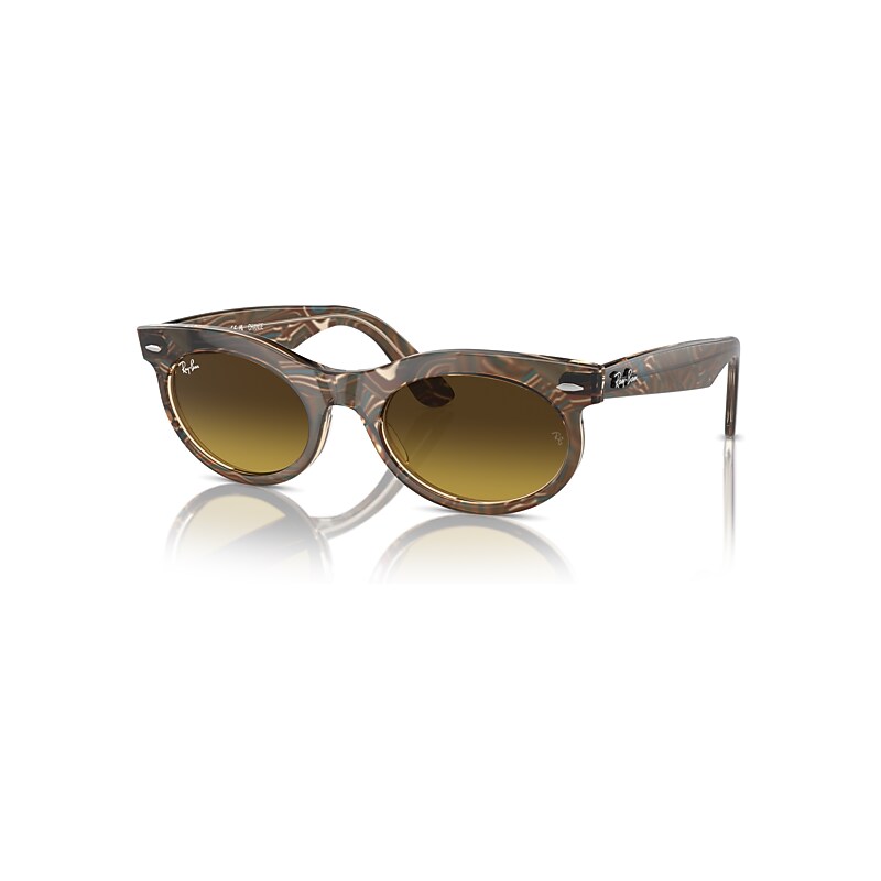 Ray-Ban Wayfarer Oval Change Sunglasses Photo Waves Brown Frame Brown Lenses 53-22
