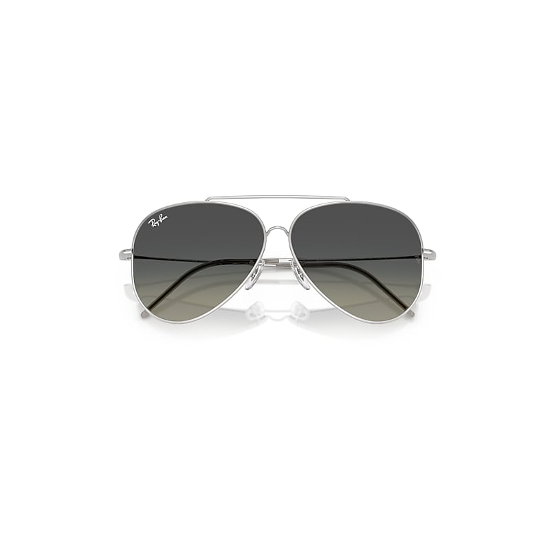 Ray Ban Aviator Reverse Sunglasses Silver Frame Grey Lenses 62-11 In Silver