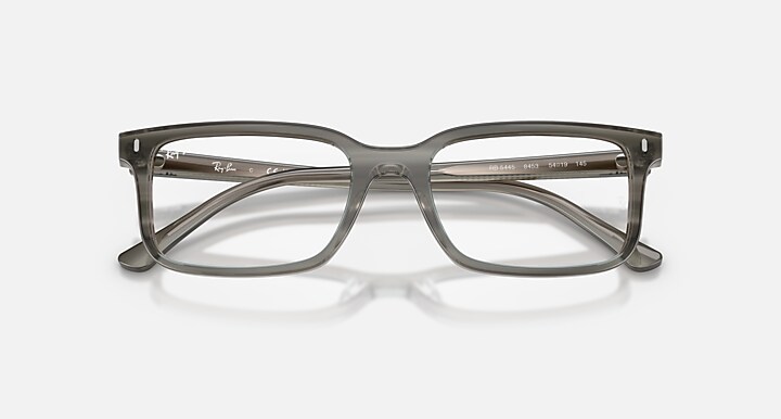 Ray-Ban Eyeglasses Unisex Rb5445 Optics Prescription - Striped Grey Frame Clear Lenses 52-19 Polarized