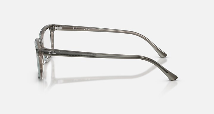 Ray-Ban Eyeglasses Unisex Rb5445 Optics Prescription - Striped Grey Frame Clear Lenses 52-19 Polarized