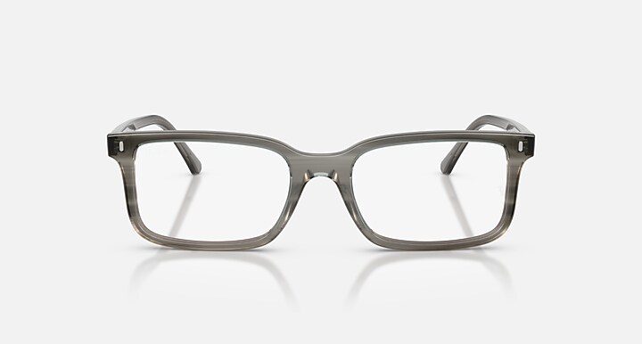 Ray-Ban Eyeglasses Unisex Rb5445 Optics Prescription - Striped Grey Frame Clear Lenses 52-19 Polarized