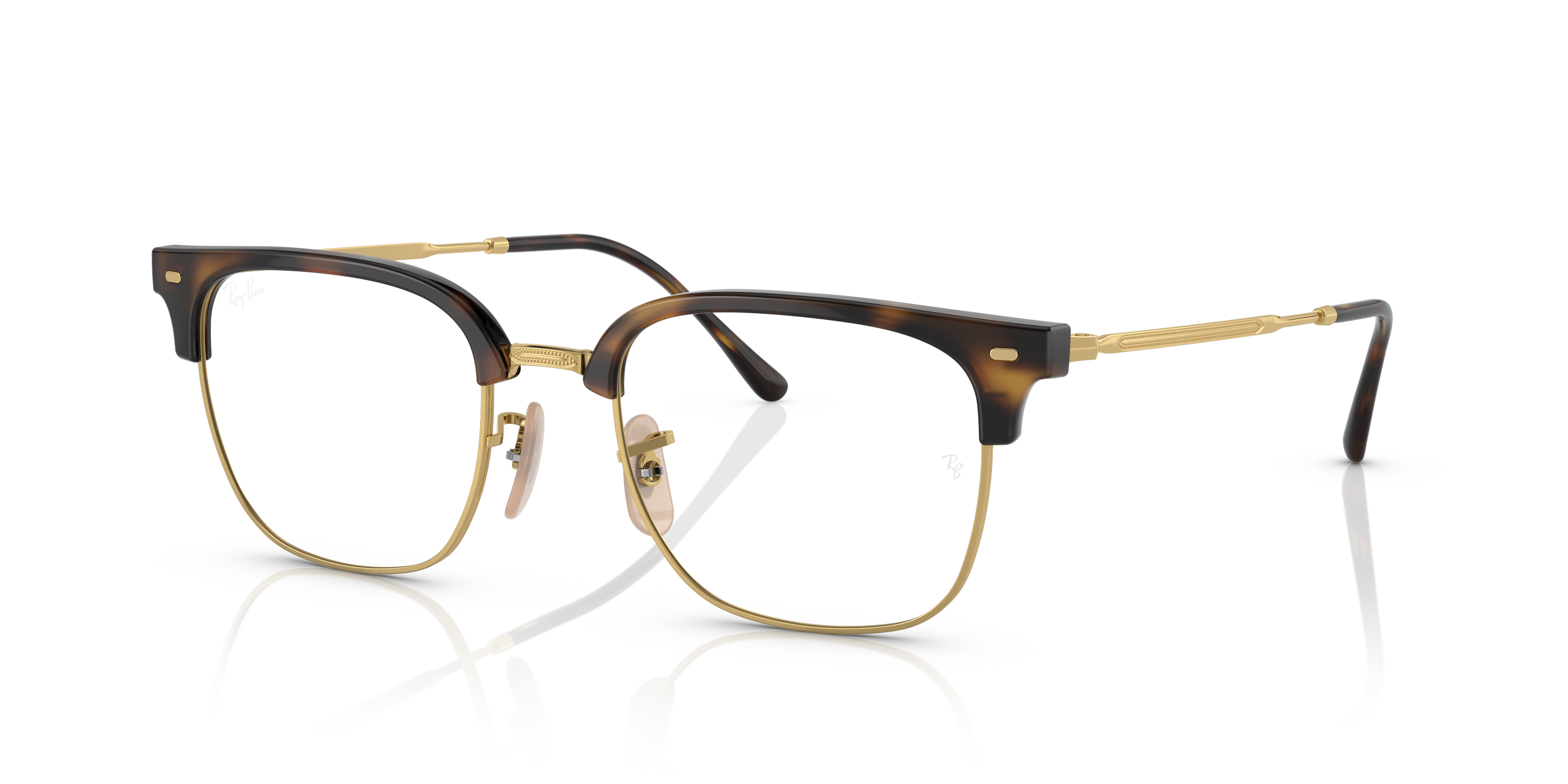 NEW CLUBMASTER OPTICS Polished Havana On Gold Frame Clear Lenses 53-20