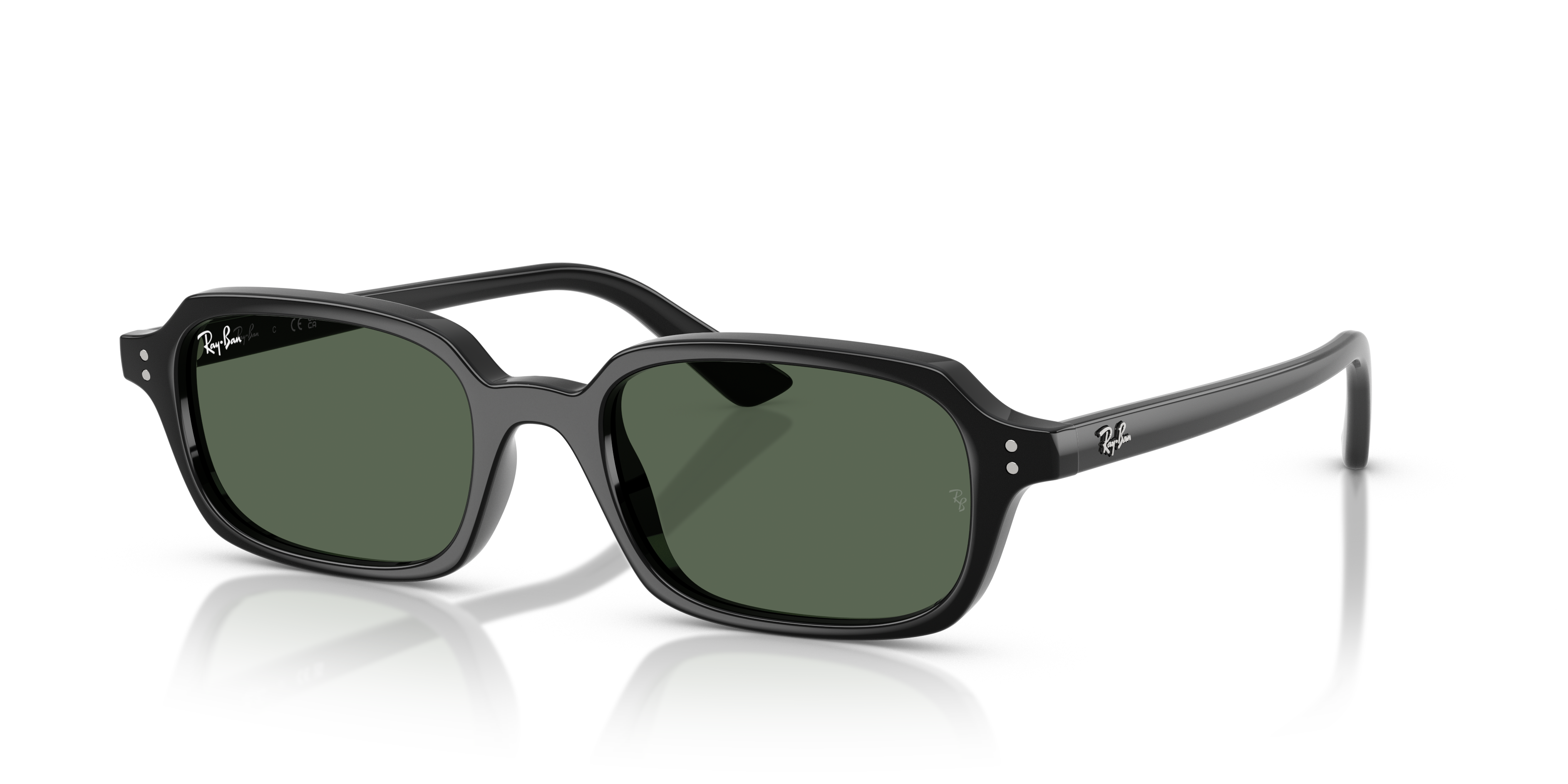 ZURI BIO-BASED Polished Black Frame Dark Green Lenses 49-19