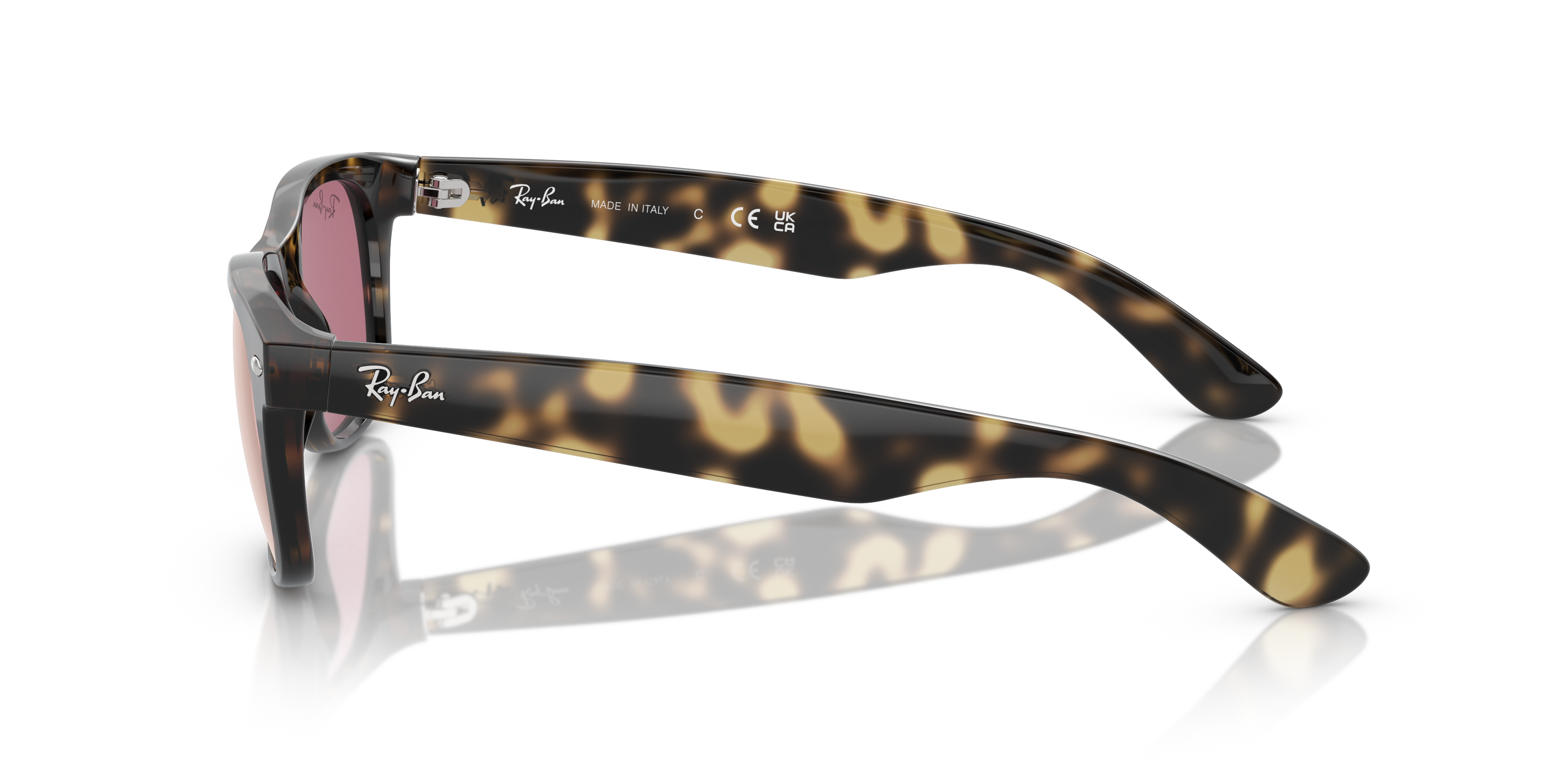 【美品】レイバン サングラス RB2132 MEW WAYFARER イタリア Occhiali da Sole NEW WAYFARER CLASSIC in Havana e Viola/Oro