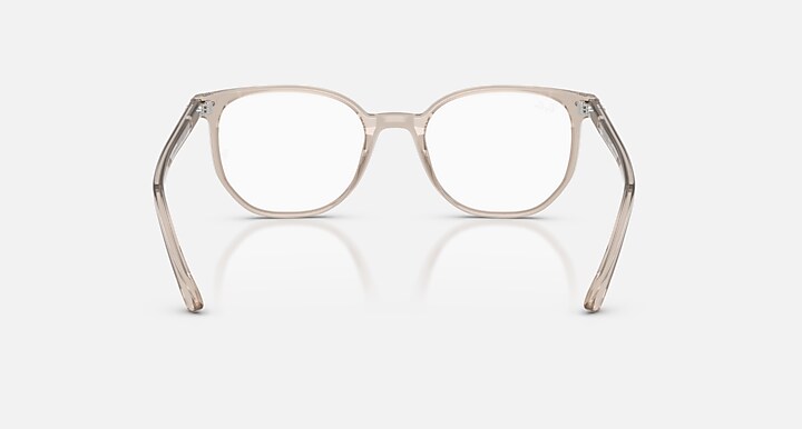 Ray-Ban Eyeglasses Unisex Elliot Optics Online Only Prescription - Transparent Light Brown Frame Clear Lenses 50-19 Polarized