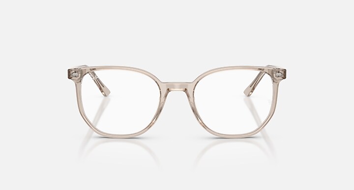 Ray-Ban Eyeglasses Unisex Elliot Optics Online Only Prescription - Transparent Light Brown Frame Clear Lenses 50-19 Polarized
