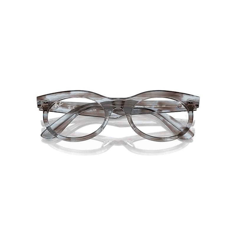 Ray-Ban Wayfarer Oval Optics Eyeglasses Striped Transparent Blue Frame Clear Lenses Polarized 50-22