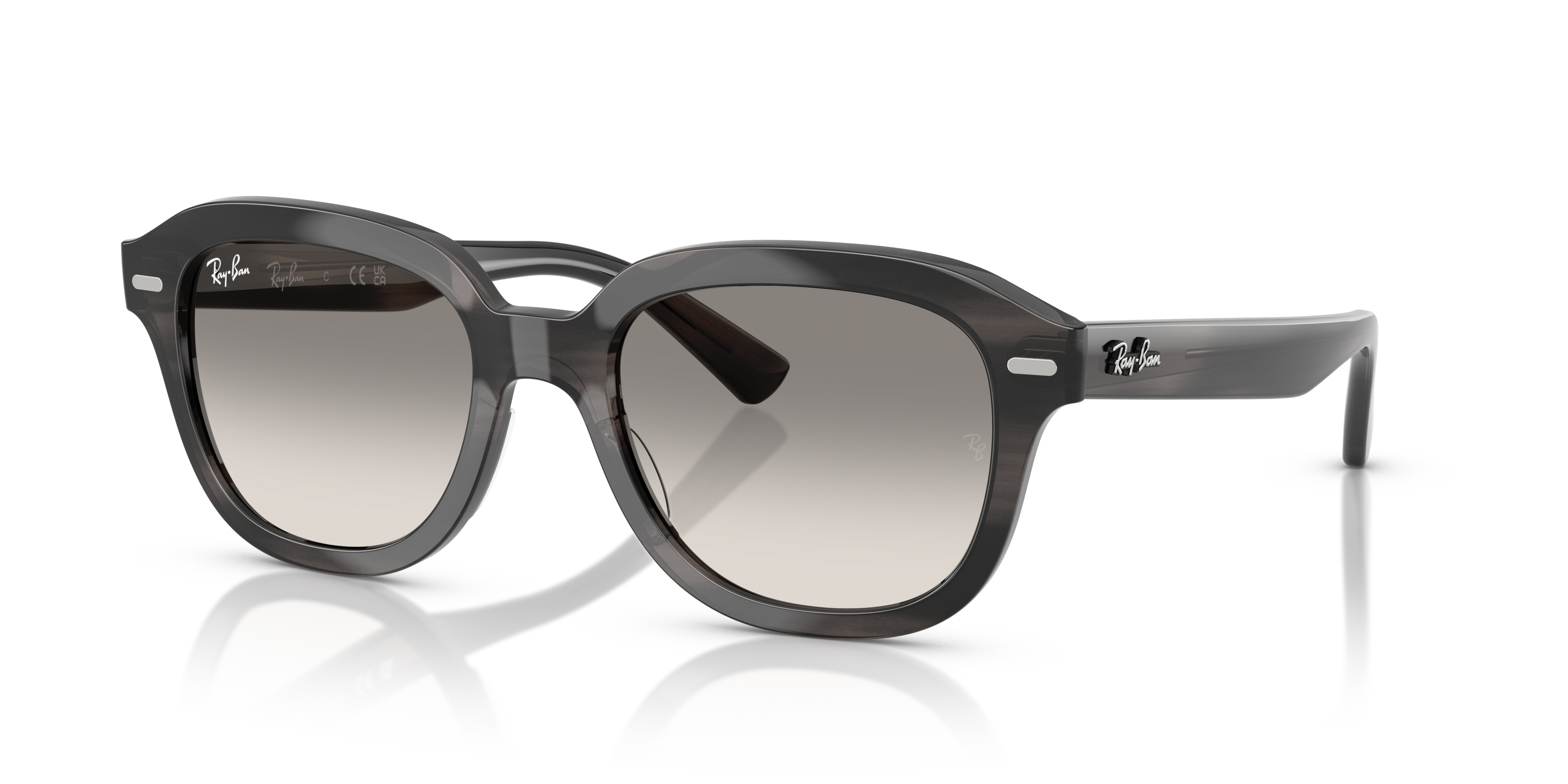 ERIK Polished Striped Grey Frame Clear Gradient Grey Lenses 53-20