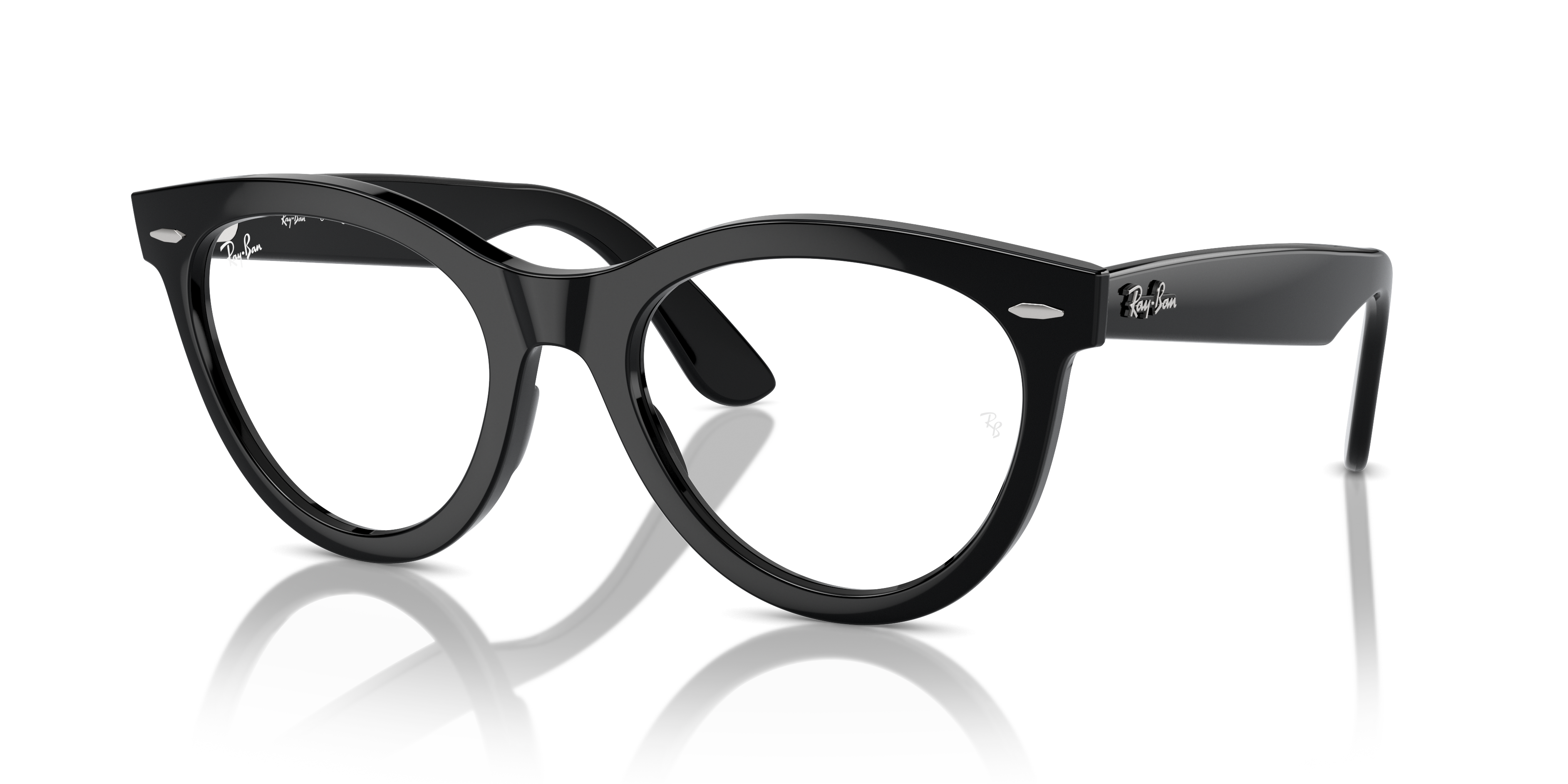 WAYFARER WAY OPTICS Polished Black Frame Clear Lenses 51-21
