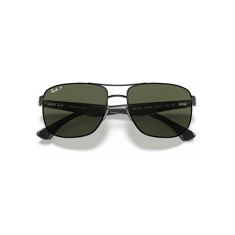 Ray-Ban Rb3533 Sunglasses Black Frame Green Lenses Polarized 57-17