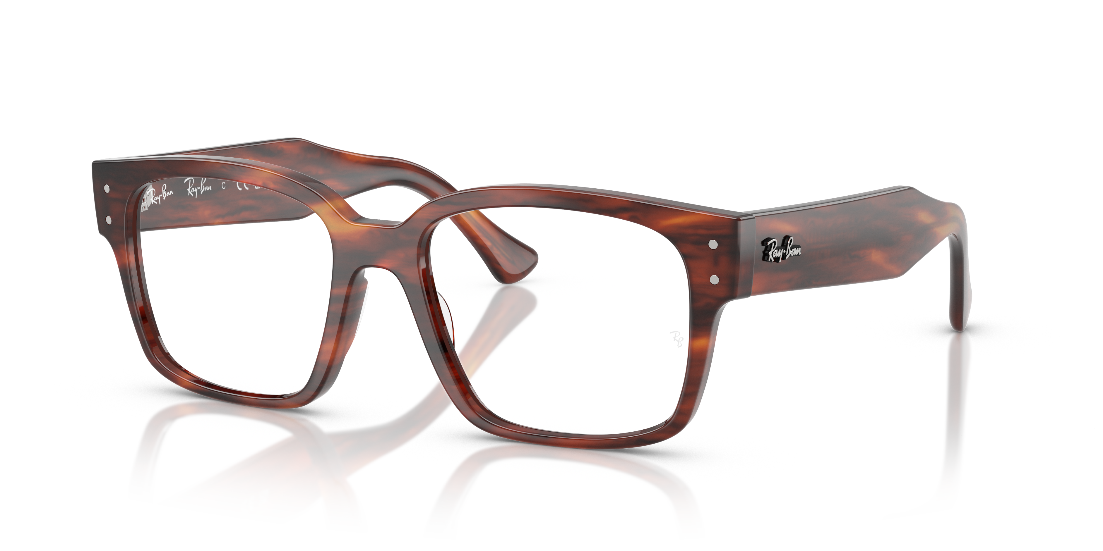 LAURENE OPTICS BIO-BASED Polished Striped Havana Frame Clear Lenses 50-18