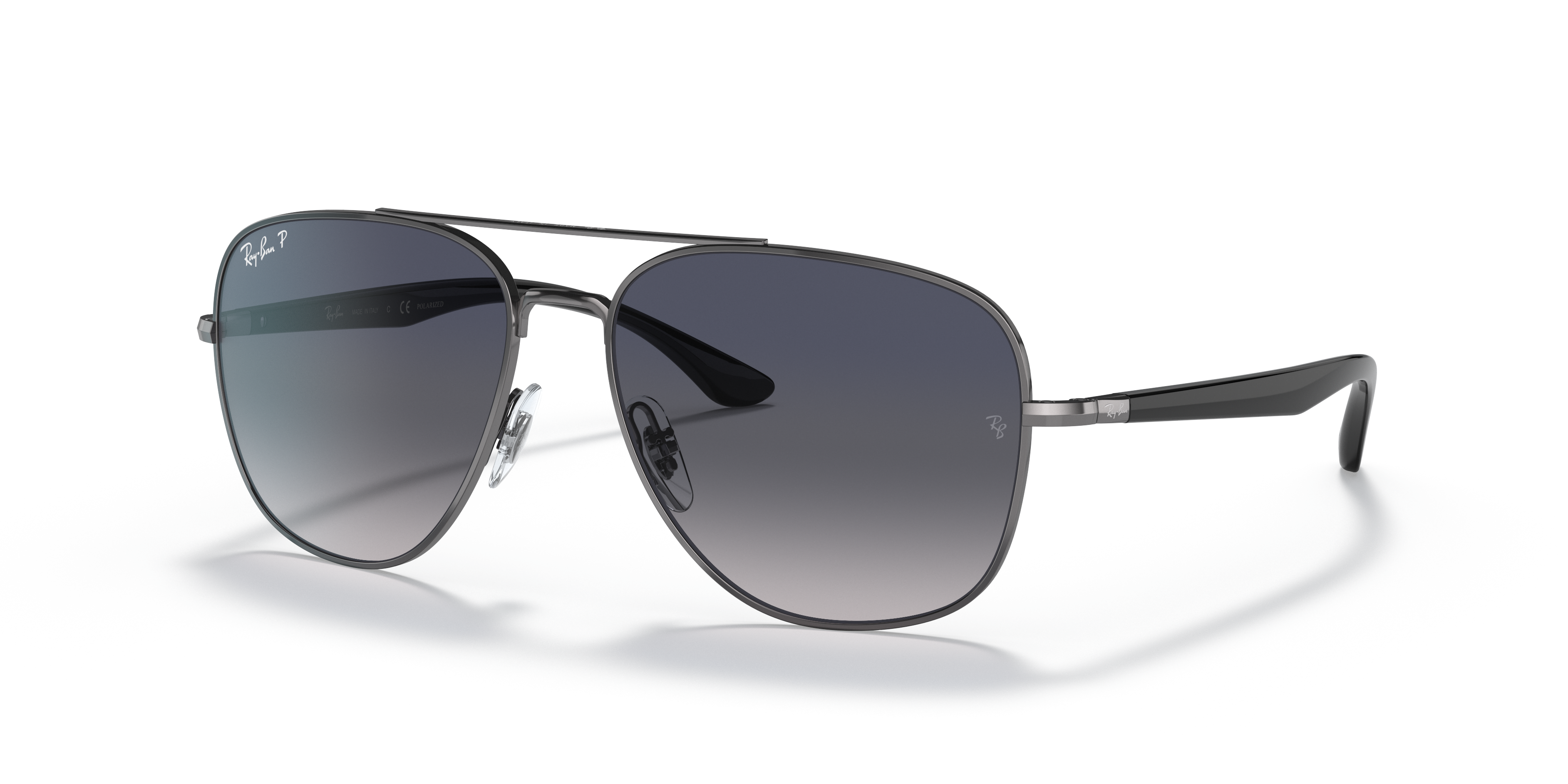 RB3683 Polished Gunmetal Frame Blue/Grey Lenses 56-15