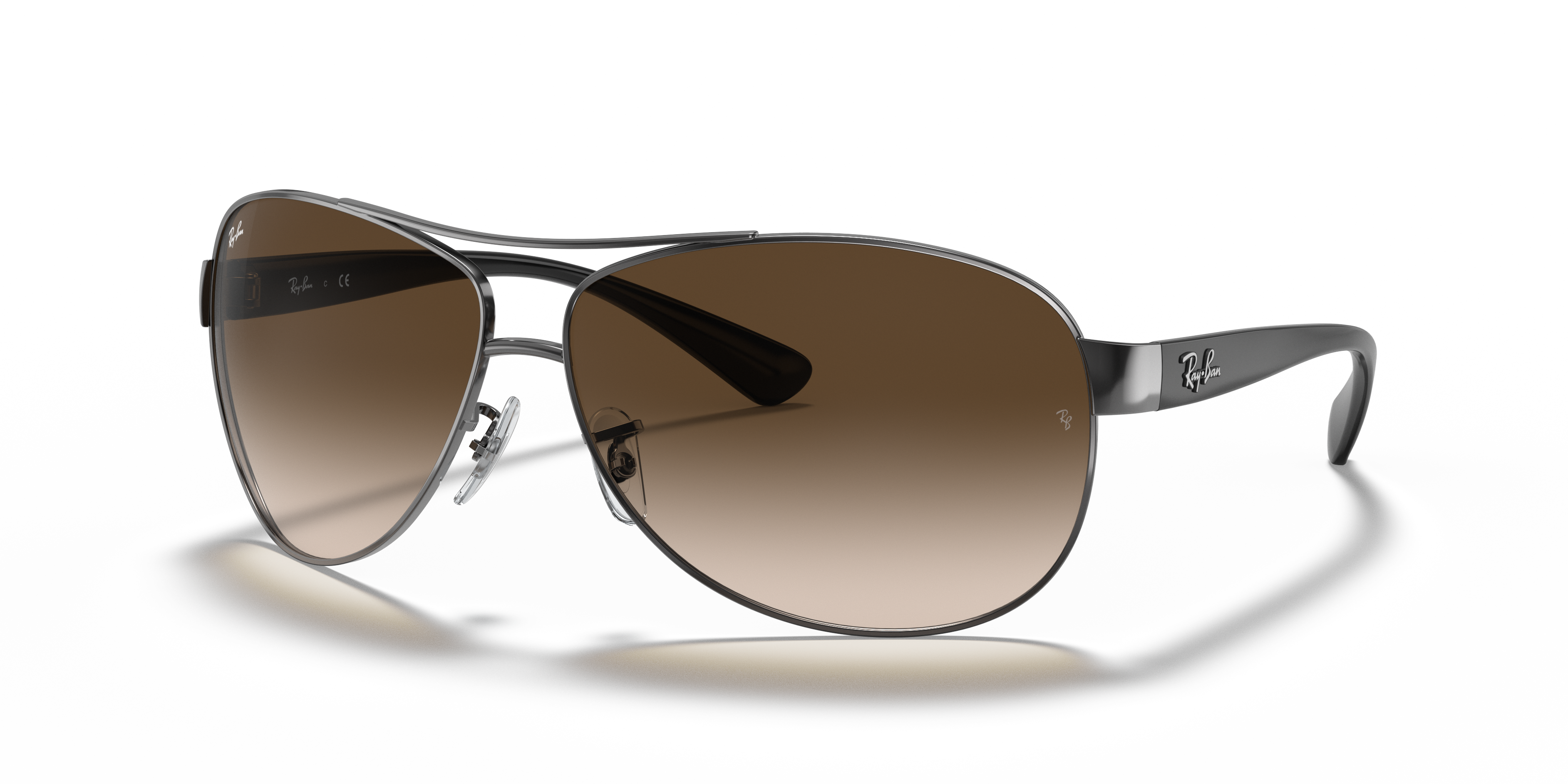 RB3386 Polished Gunmetal Frame Brown Gradient Lenses 63-13