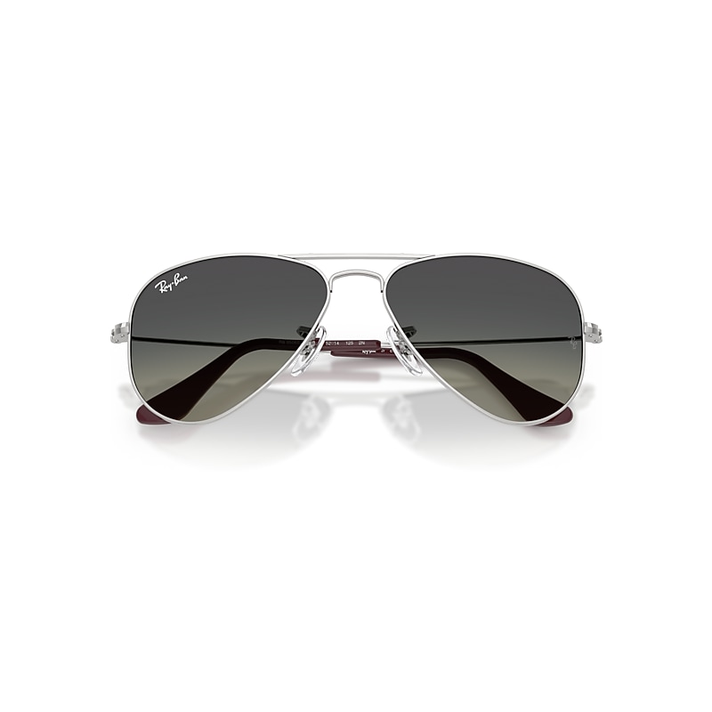 Ray-Ban Aviator Kids Sunglasses Silver Frame Grey Lenses 52-14