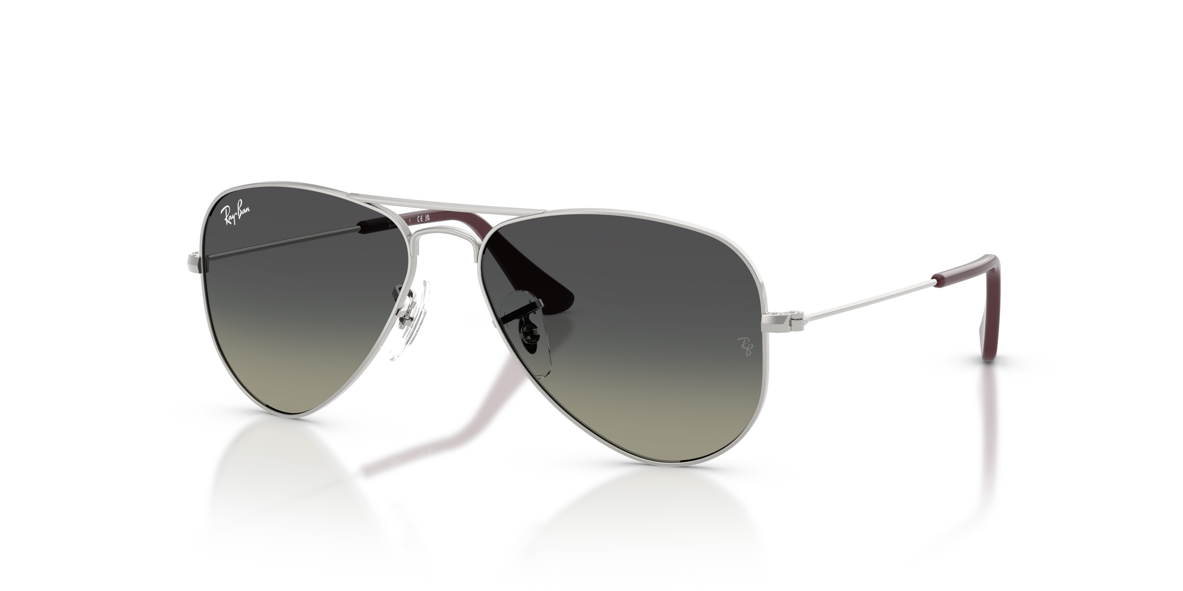 AVIATOR KIDS Polished Silver Frame Grey Gradient Lenses 52-14