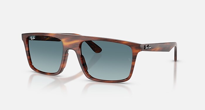 RB2222 Sunglasses in Striped Havana and Blue Gradient Grey