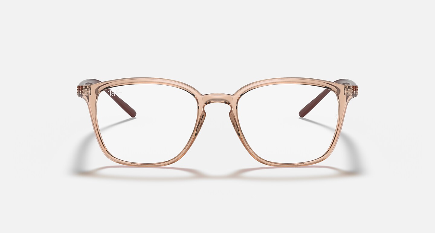 Ray-Ban Eyeglasses Unisex Rb7185 Prescription - Shiny Brown Frame Clear Lenses 50-18 Polarized