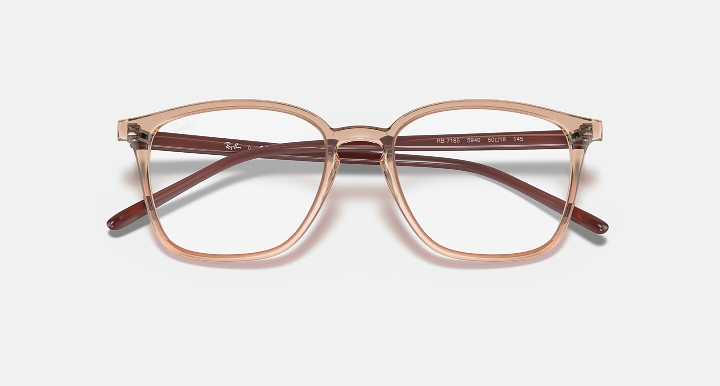 Ray-Ban Eyeglasses Unisex Rb7185 Prescription - Shiny Brown Frame Clear Lenses 50-18 Polarized