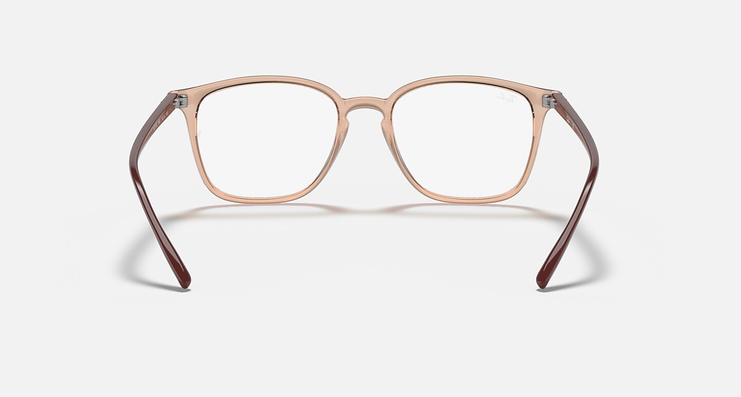 Ray-Ban Eyeglasses Unisex Rb7185 Prescription - Shiny Brown Frame Clear Lenses 50-18 Polarized