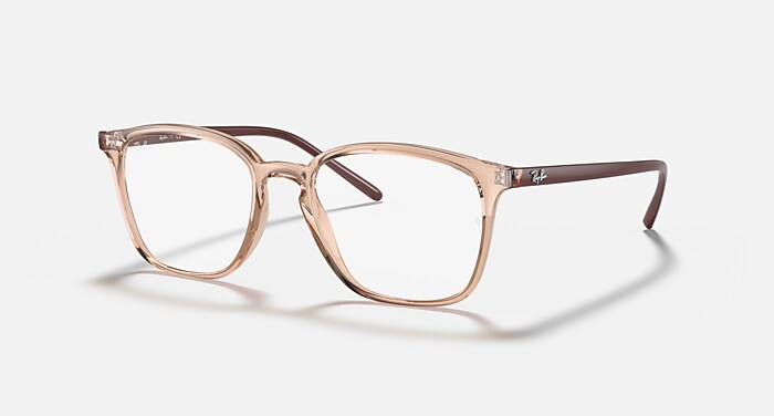 Ray-Ban Eyeglasses Unisex Rb7185 Prescription - Shiny Brown Frame Clear Lenses 50-18 Polarized