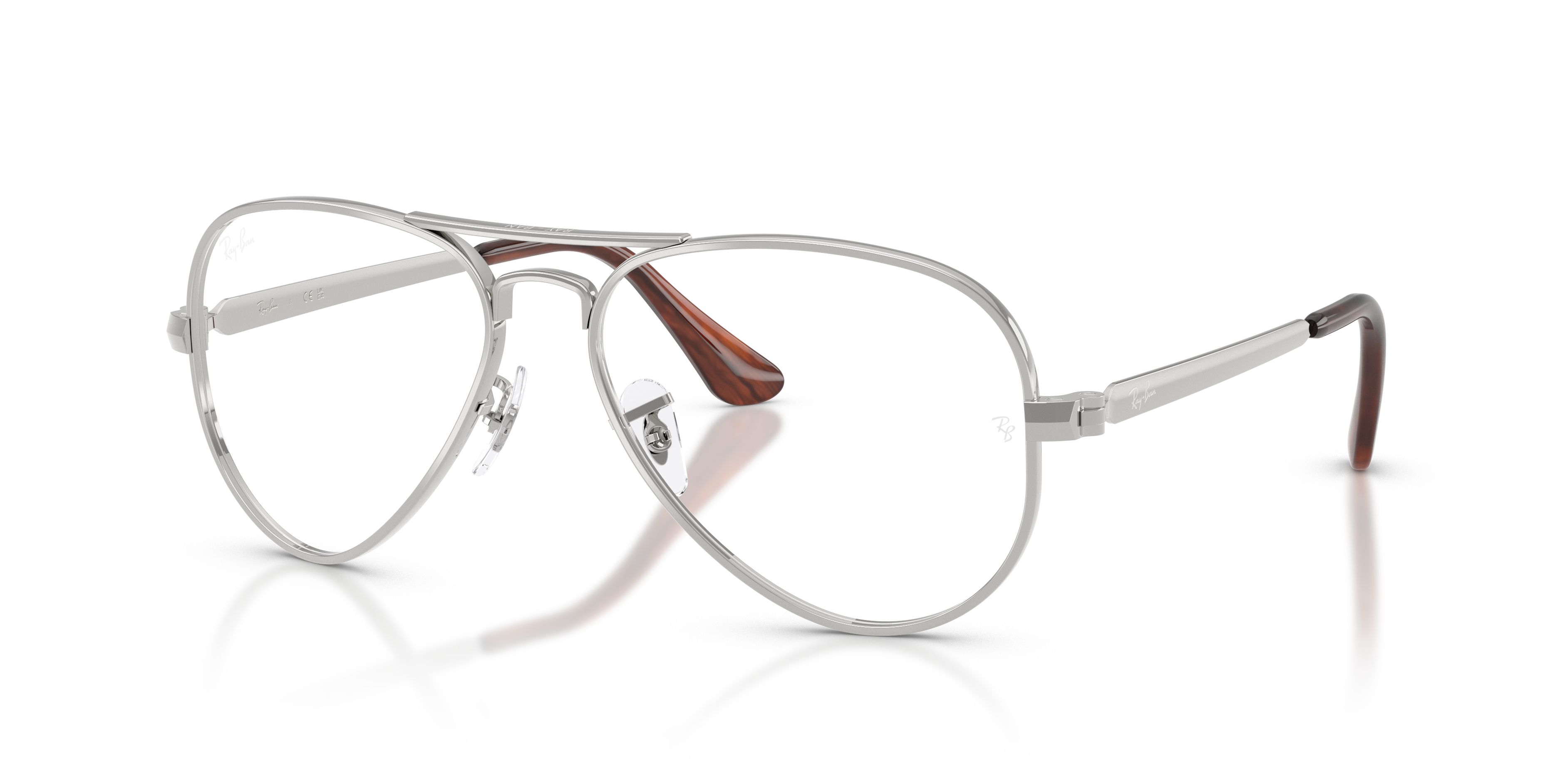 Ray-Ban Eyeglasses Aviator Max Optics Prescription Polarized - Silver Frame Clear Lenses 58-16