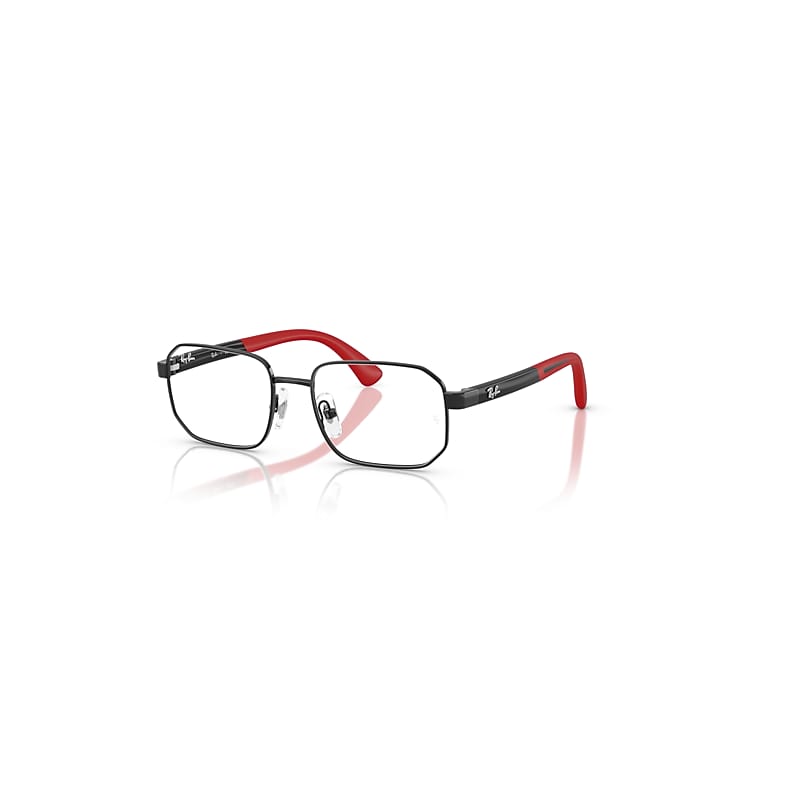 Ray-Ban Eyeglasses Unisex Rb1060 Optics Kids Bio-based - Black On Rubber Red Frame Clear Lenses Polarized 48-16
