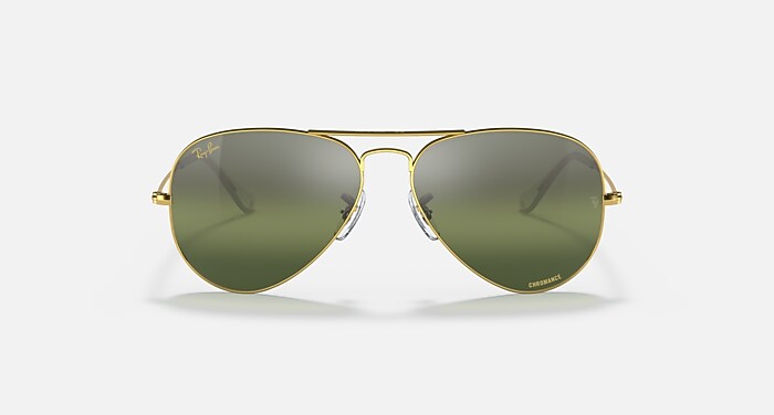 AVIATOR CHROMANCE Sunglasses in Gold and Silver/Green  display picture 1