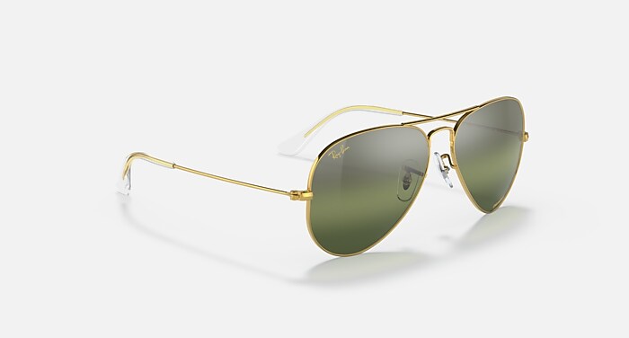 AVIATOR CHROMANCE Sunglasses in Gold and Silver/Green RB3025