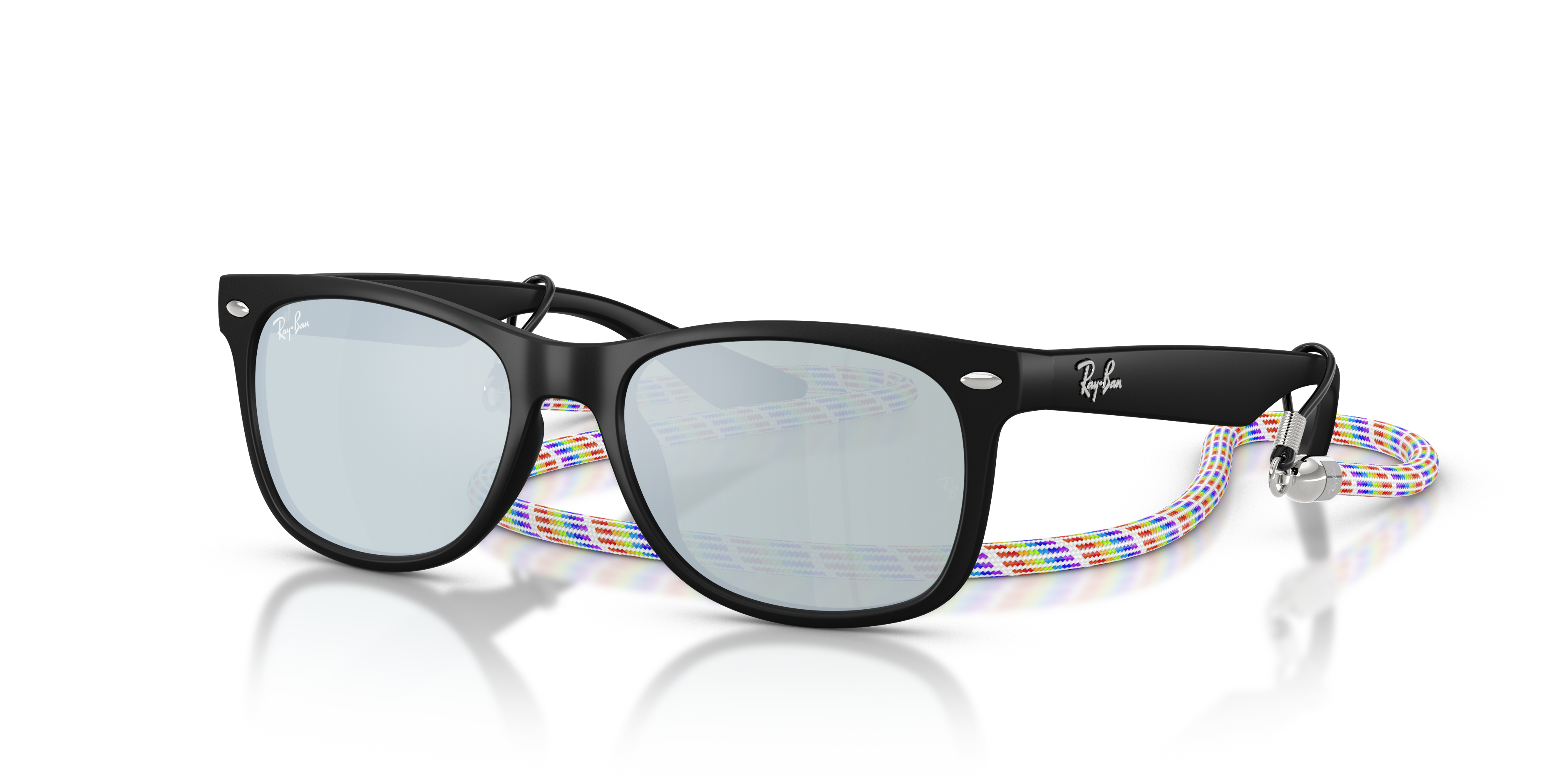 NEW WAYFARER KIDS SUMMER CAPSULE Polished Rubber Black Frame Green Mirror Silver Lenses 47-15