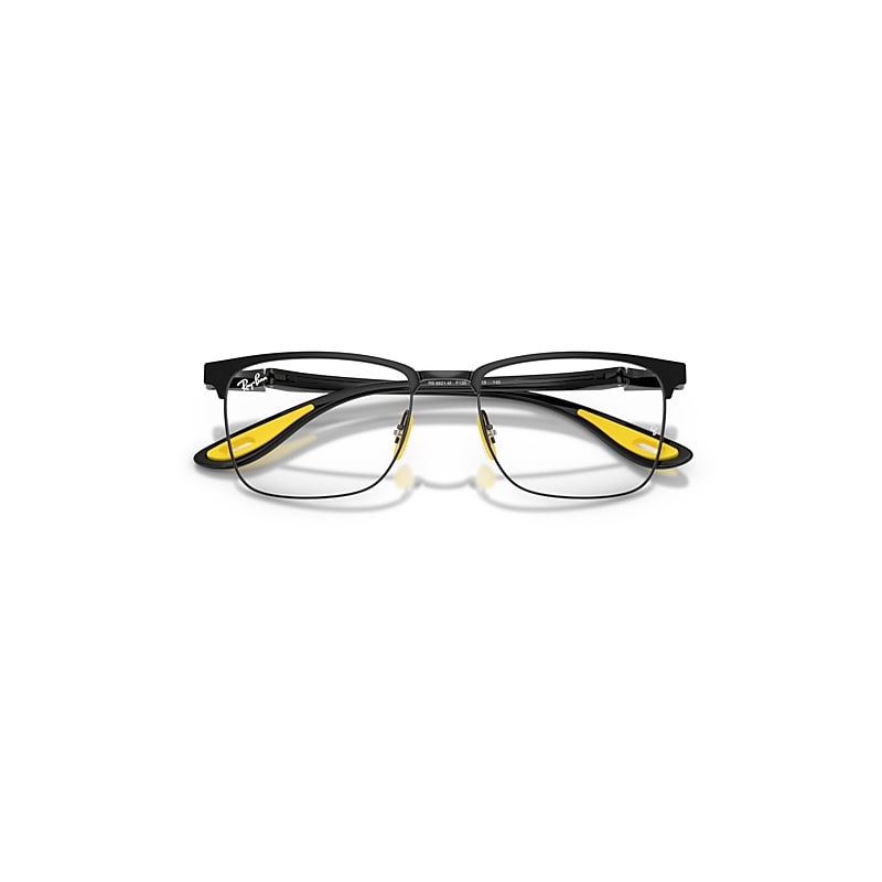 Ray Ban Rb6621m Optics Scuderia Ferrari Collection Eyeglasses Black Frame Clear Lenses Polarized 54-19 In Black
