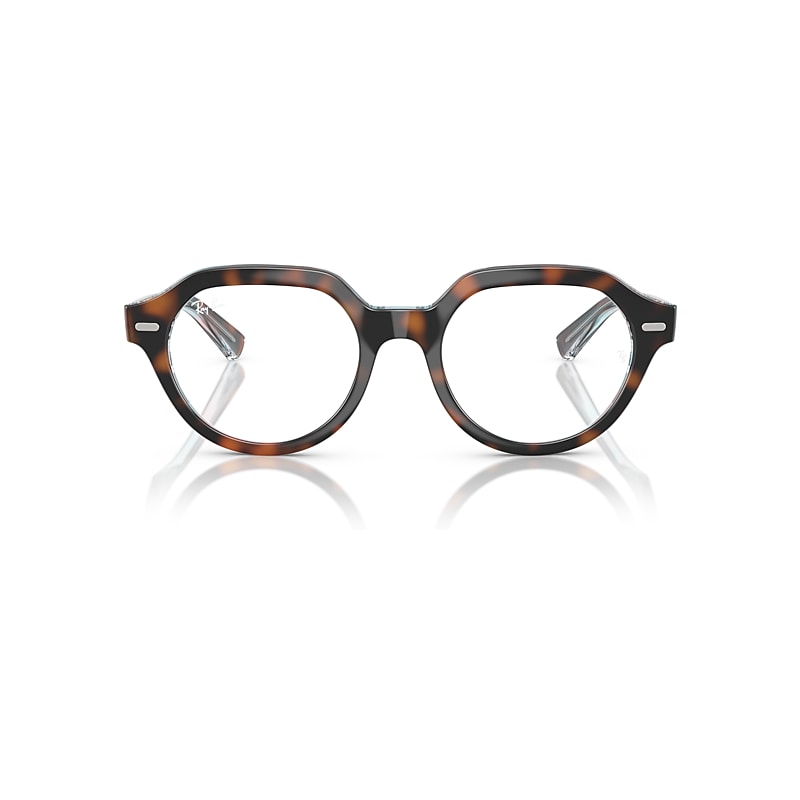 Ray Ban Gina Optics Eyeglasses Dark Havana On Multicolor Frame Clear Lenses Polarized 51-20 In Dark Havana On Multicolor