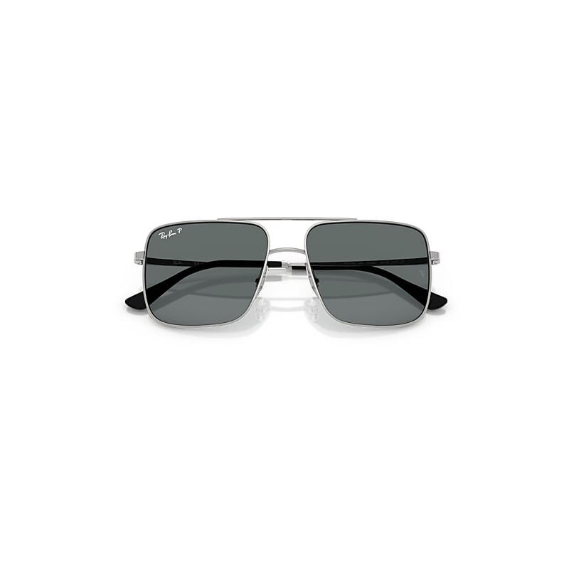 Ray Ban Ari Bio-based Sunglasses Silver Frame Grey Lenses Polarized 54-16 In Silver