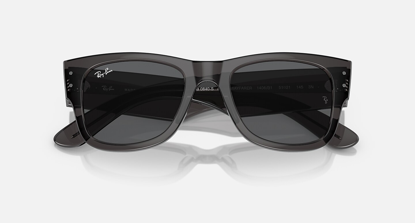 Ray-Ban Sunglasses Mega Wayfarer Transparent Black Frame Grey Lenses