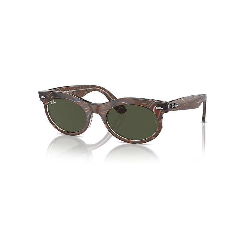 Ray Ban Wayfarer Oval Change Sunglasses Photo Waves Grey Frame Green Lenses 53-22 In Photo Waves Grey