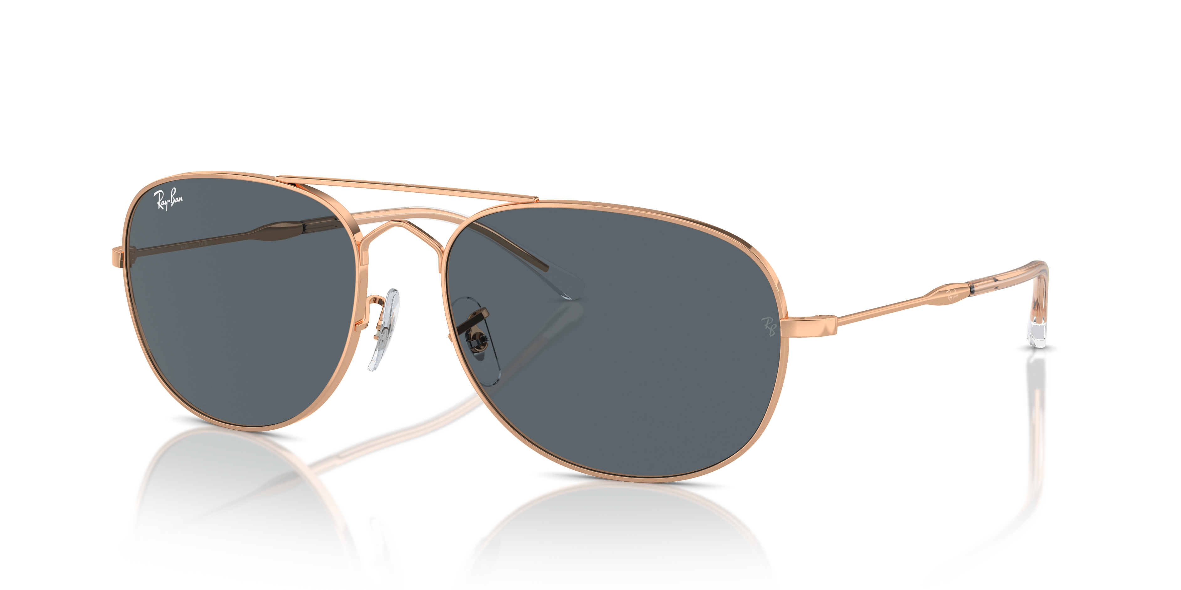 BAIN BRIDGE Polished Rose Gold Frame Blue Lenses 60-17