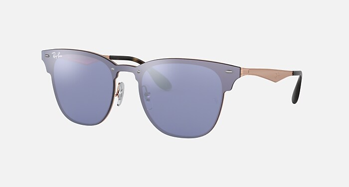 Bronze-Copper Sunglasses in Dark Violet/Silver Mirror and