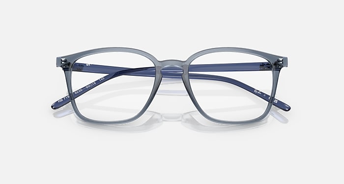 Ray-Ban Eyeglasses Unisex Rb7185 Optics Prescription - Transparent Blue Frame Clear Lenses 50-18 Polarized