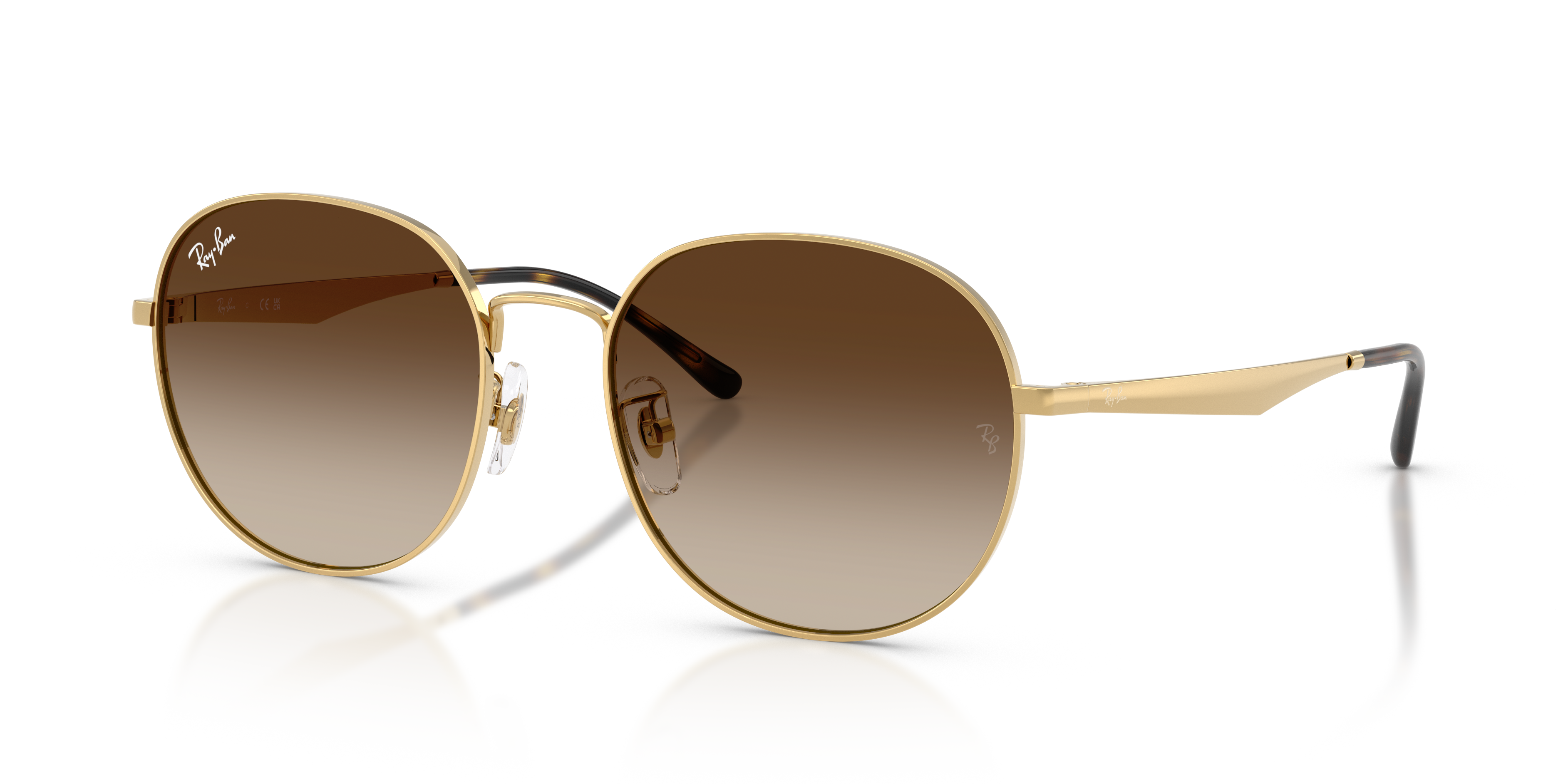 RB3727D Polished Arista Gold Frame Brown Gradient Lenses 57-19