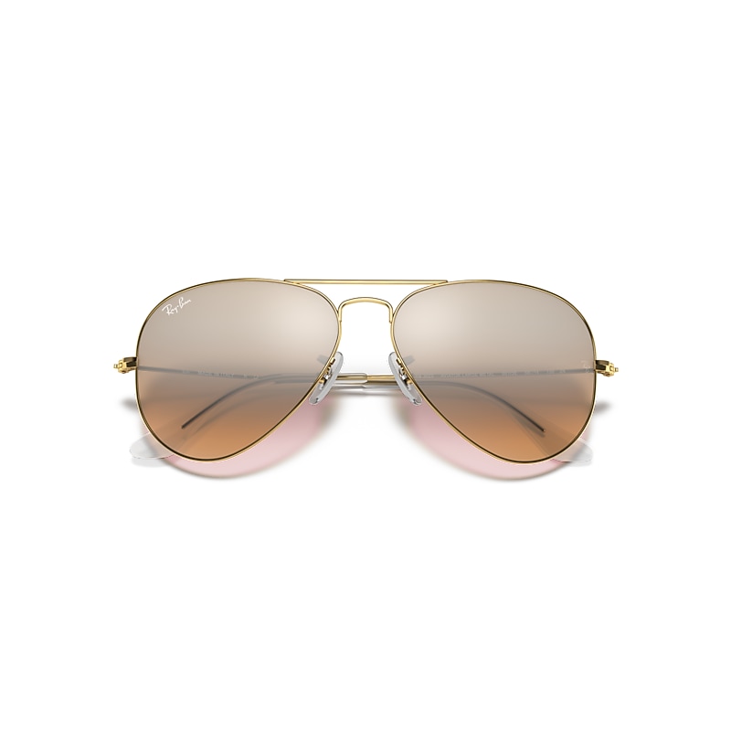 Ray-Ban Aviator Gradient Sunglasses Arista Gold Frame Silver Lenses 55-14