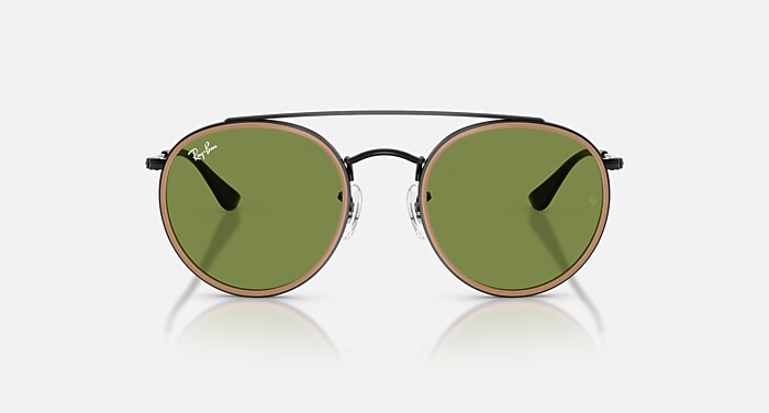 ROUND DOUBLE BRIDGE Sunglasses in Black and Green - RB3647N | Ray