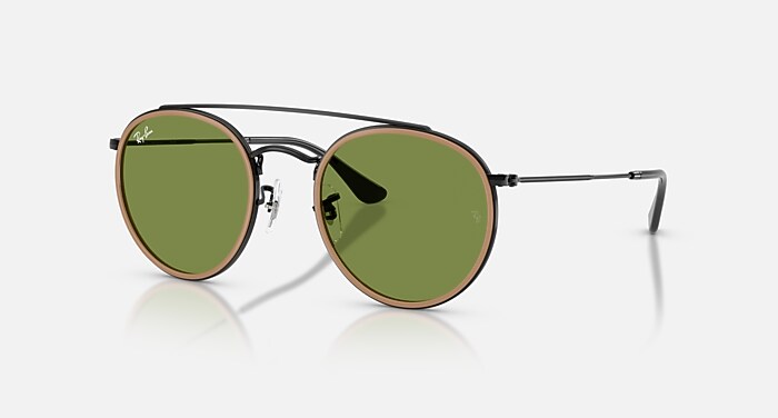 ROUND DOUBLE BRIDGE Sunglasses in Black and Green - RB3647N | Ray