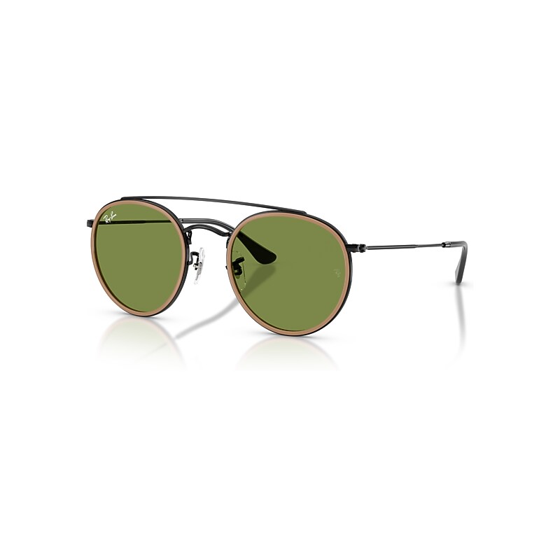 Ray-Ban Sunglasses Unisex Round Double Bridge - Black Frame Green Lenses 51-22