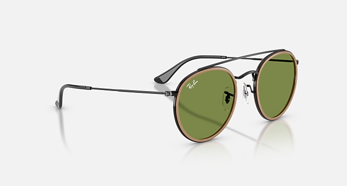 ROUND DOUBLE BRIDGE Sunglasses in Black and Green - RB3647N | Ray