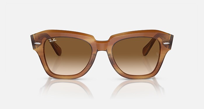 STATE STREET Sunglasses in Striped Brown and Clear & Brown  display picture 3