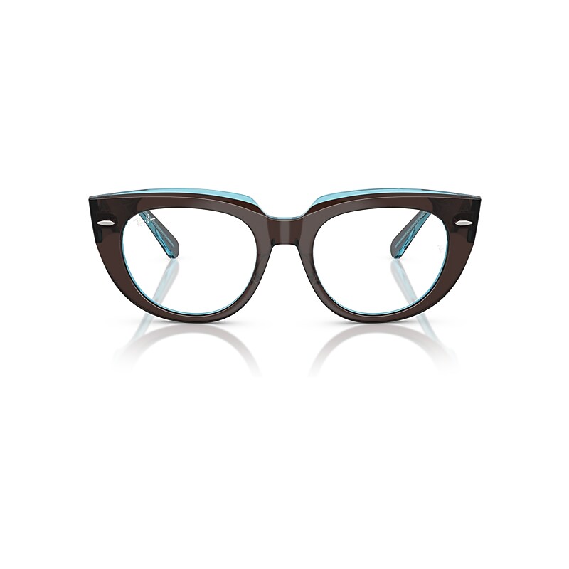 Ray Ban Doreen Optics Eyeglasses Brown On Transparent Blue Frame Clear Lenses Polarized 48-19 In Brown On Transparent Blue