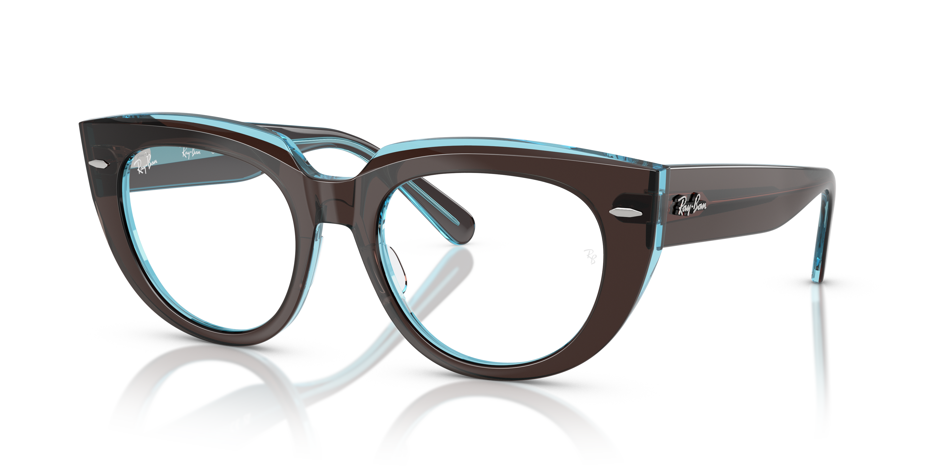 DOREEN OPTICS Polished Brown On Transparent Blue Frame Clear Lenses 50-19