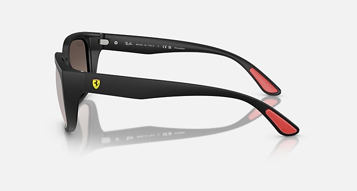 Ray-Ban Sunglasses Unisex Rb4443m Scuderia Ferrari Collection Chromance - Matte Black Frame Green Lenses 57-19 Polarized