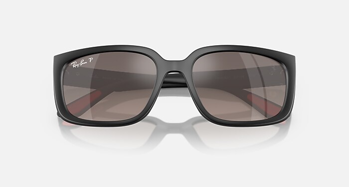 Ray-Ban Sunglasses Unisex Rb4443m Scuderia Ferrari Collection Chromance - Matte Black Frame Green Lenses 57-19 Polarized